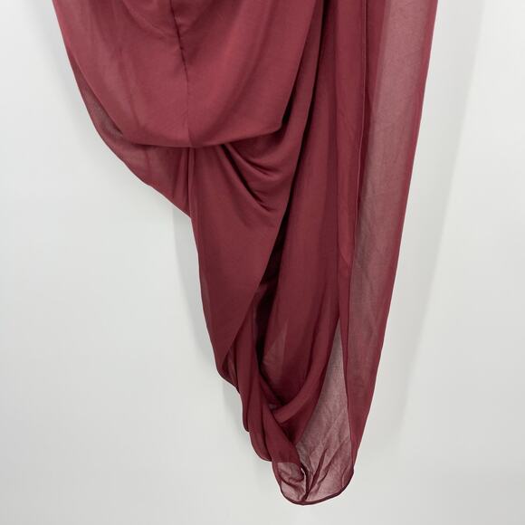 Burberry | Violet Dress in Deep Mulberry Strapless Draped Midi 0 w/ Tags - Picture 10 of 16